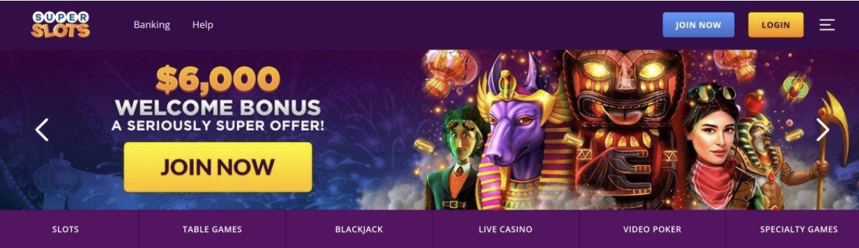 Super slots casino home page