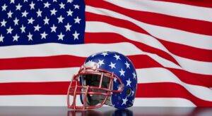 NFL helmet and flag