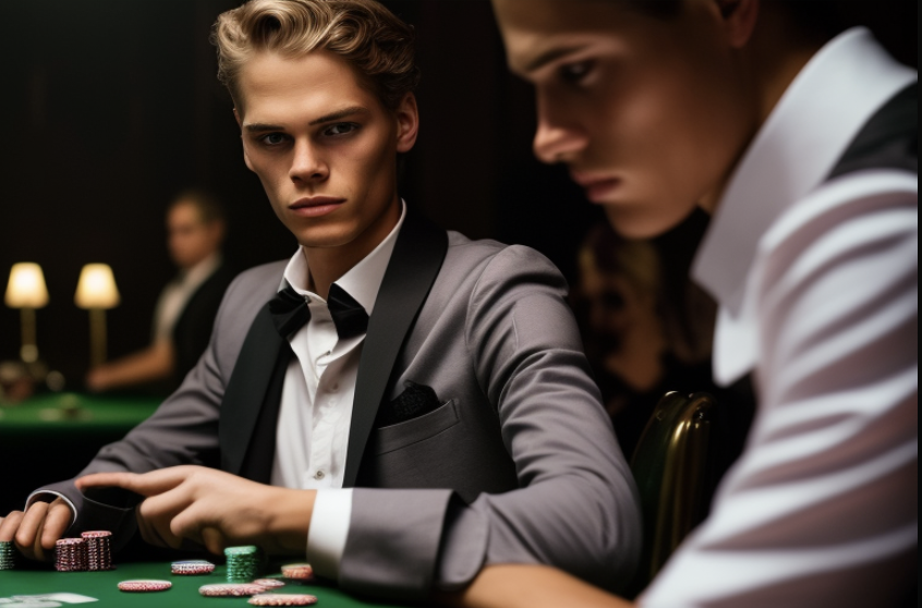 Male playing blackjack