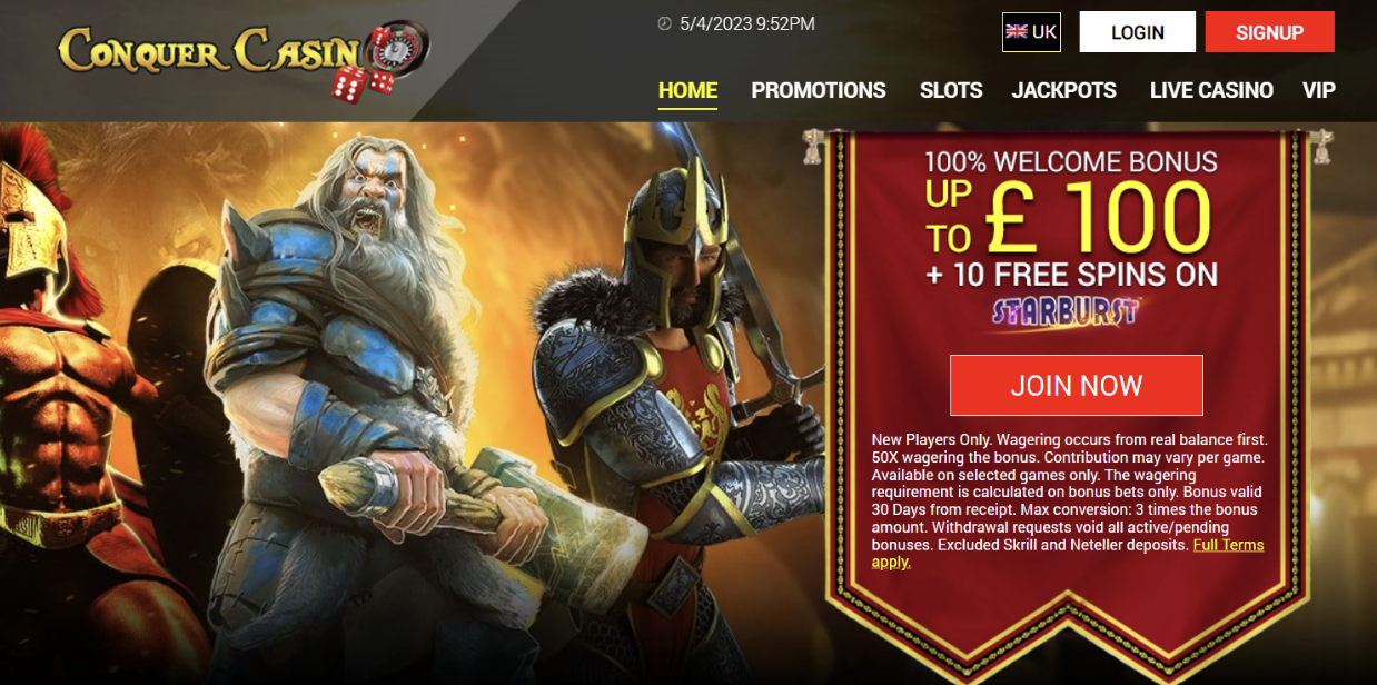 Conquer Casino Online website