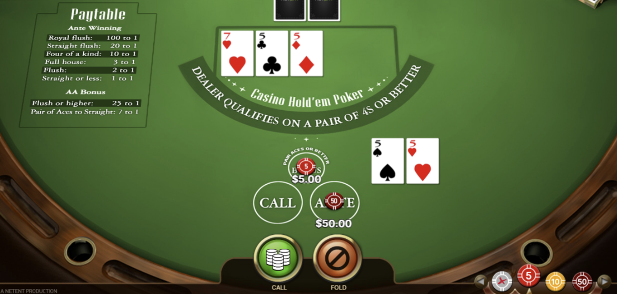 WynnBet Casino Hold ‘Em screenshot