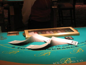 cards at blackjack table