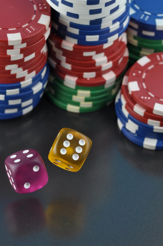 casino chips with dice
