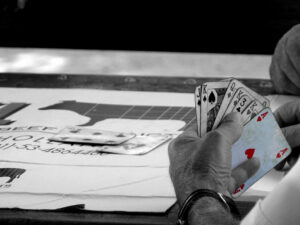 Playing poker hand