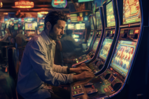 person playing slot machine