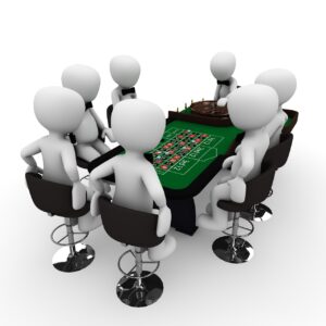 Players around roulette table
