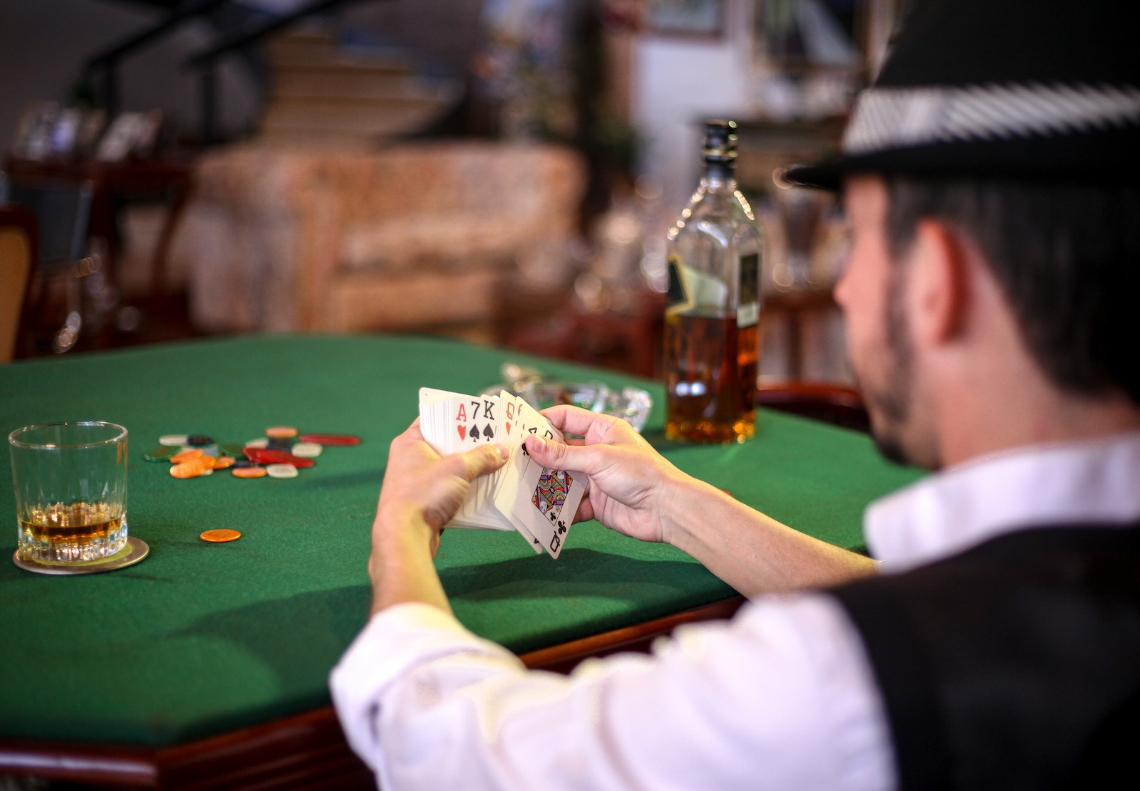 Person playing at casino table