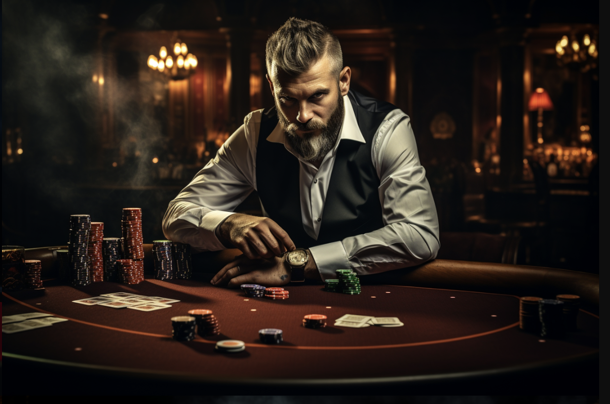 man playing blackjack at the casino