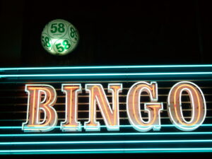 Bingo sign with ball