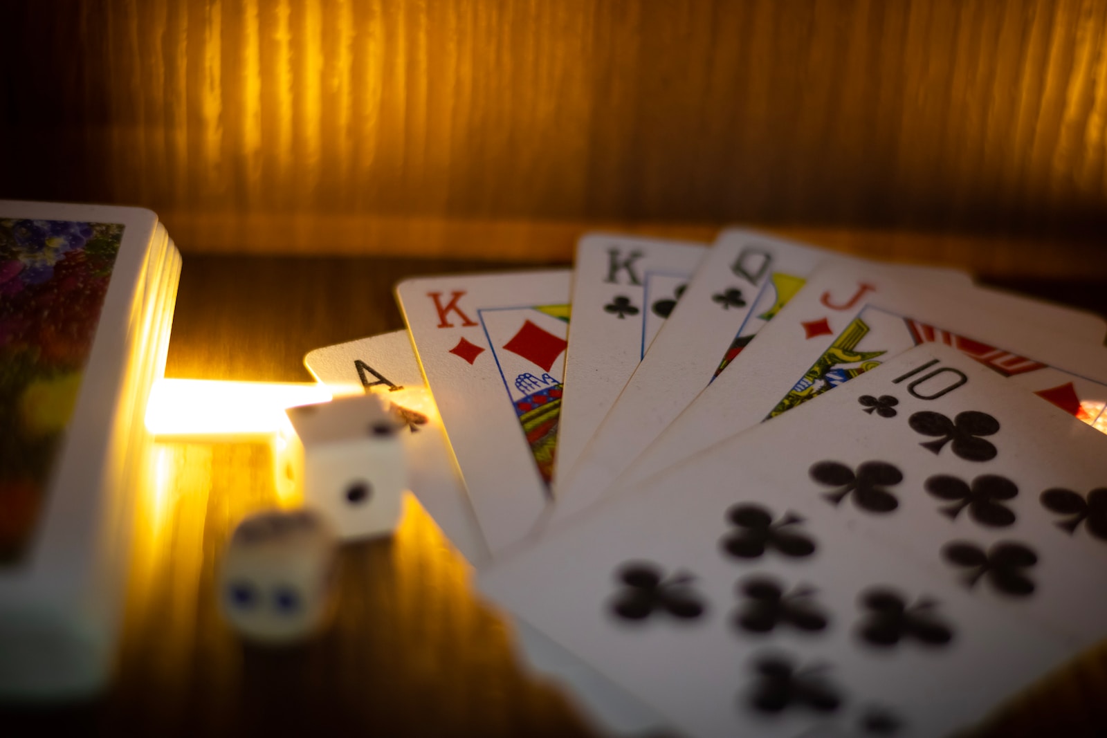 Poker cards in the light
