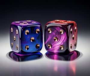 Paid of blue and purple dice 