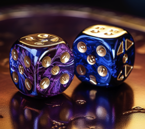 Purple blue with Gold dice 