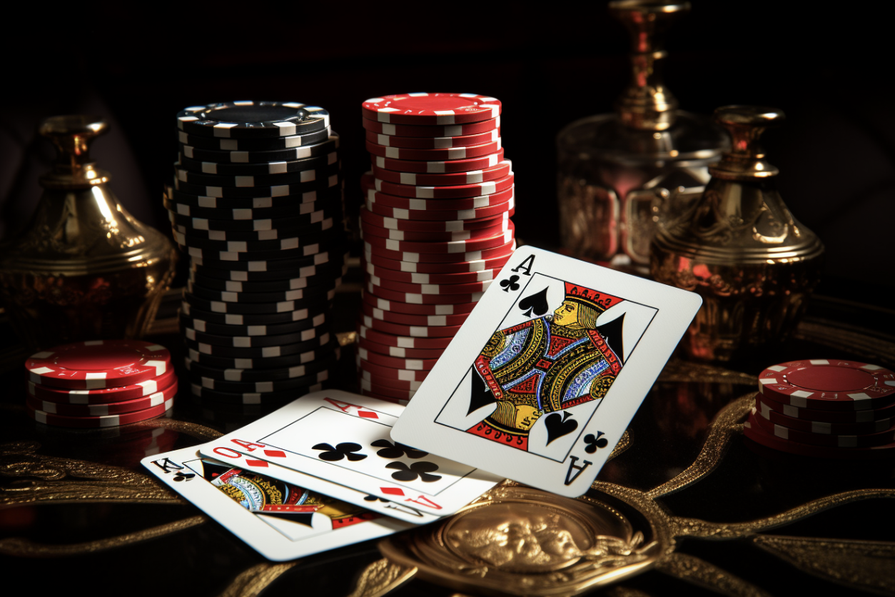 Blackjack table and cards