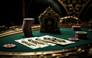 Blackjack table and playing cards