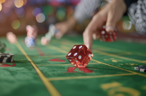 Players rolling a dice 