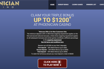 Phoenician Online Casino home page